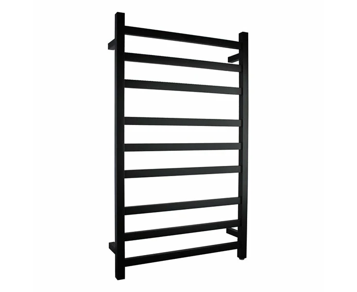 1000 X 600 X 120 Mm Square Electric Heated Towel Rack 9 Bars - Matte Black