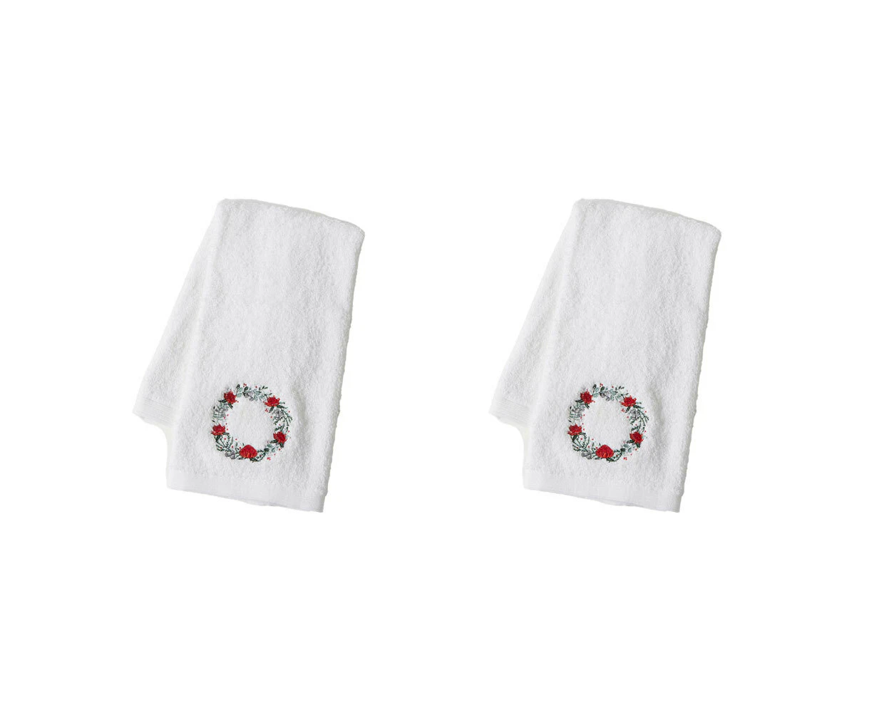 2x 3pc Pilbeam Living Cotton Happy Holidays Hand Towel Set Bathroom/Home Decor