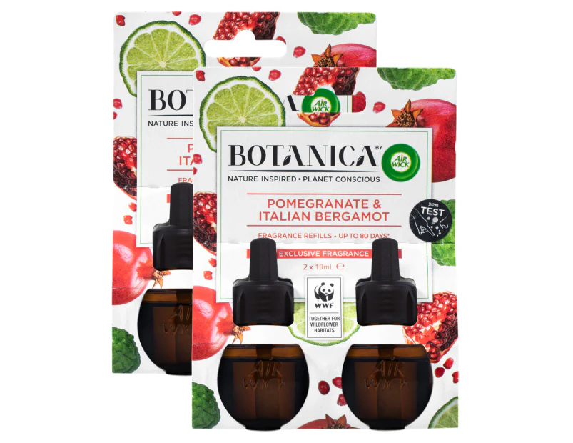 2 x Botanica by Air Wick Liquid Electric Twin Refill 38mL - Pomegranate & Italian Bergamot