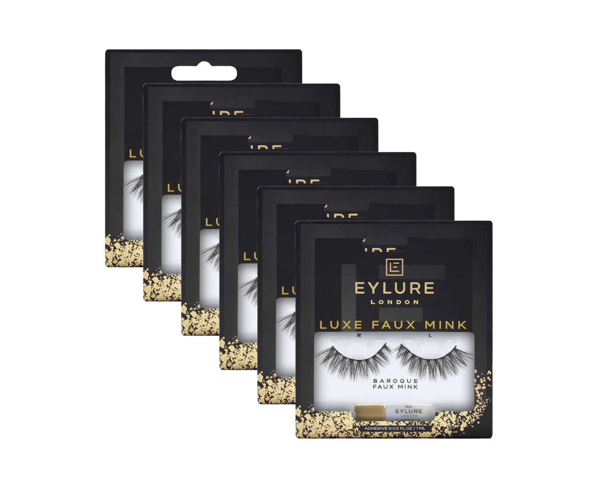 6 x Eylure London Luxe Faux Mink Lashes - Baroque