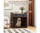 Dog Crate Indoor Puppy Cage Pet House Cat Dog Kennel w/Lockable Door & Drawers Sofa Side Table Brown