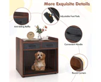 Dog Crate Indoor Puppy Cage Pet House Cat Dog Kennel w/Lockable Door & Drawers Sofa Side Table Brown