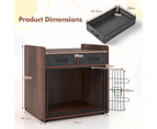 Dog Crate Indoor Puppy Cage Pet House Cat Dog Kennel w/Lockable Door & Drawers Sofa Side Table Brown