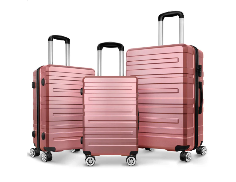 ALFORDSON Luggage 3PCS Set Suitcase Trolley TSA Carry on Hard Case Pink