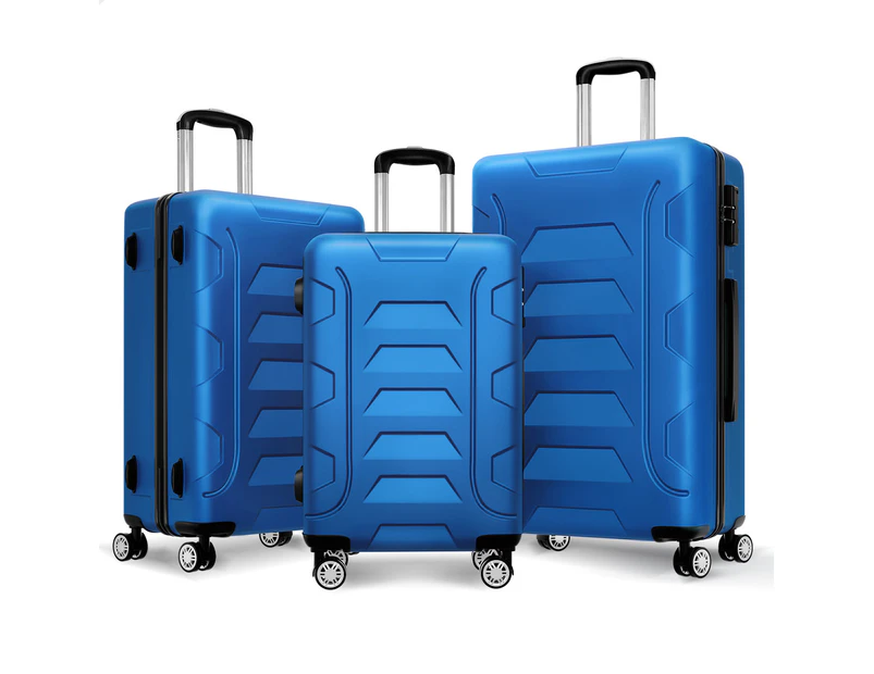 ALFORDSON Luggage 3PCS Set Suitcase Trolley TSA Carry on Hard Case Blue