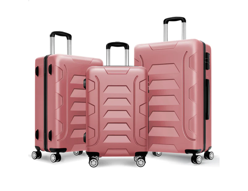 ALFORDSON Luggage 3PCS Set Suitcase Trolley TSA Carry on Hard Case Pink