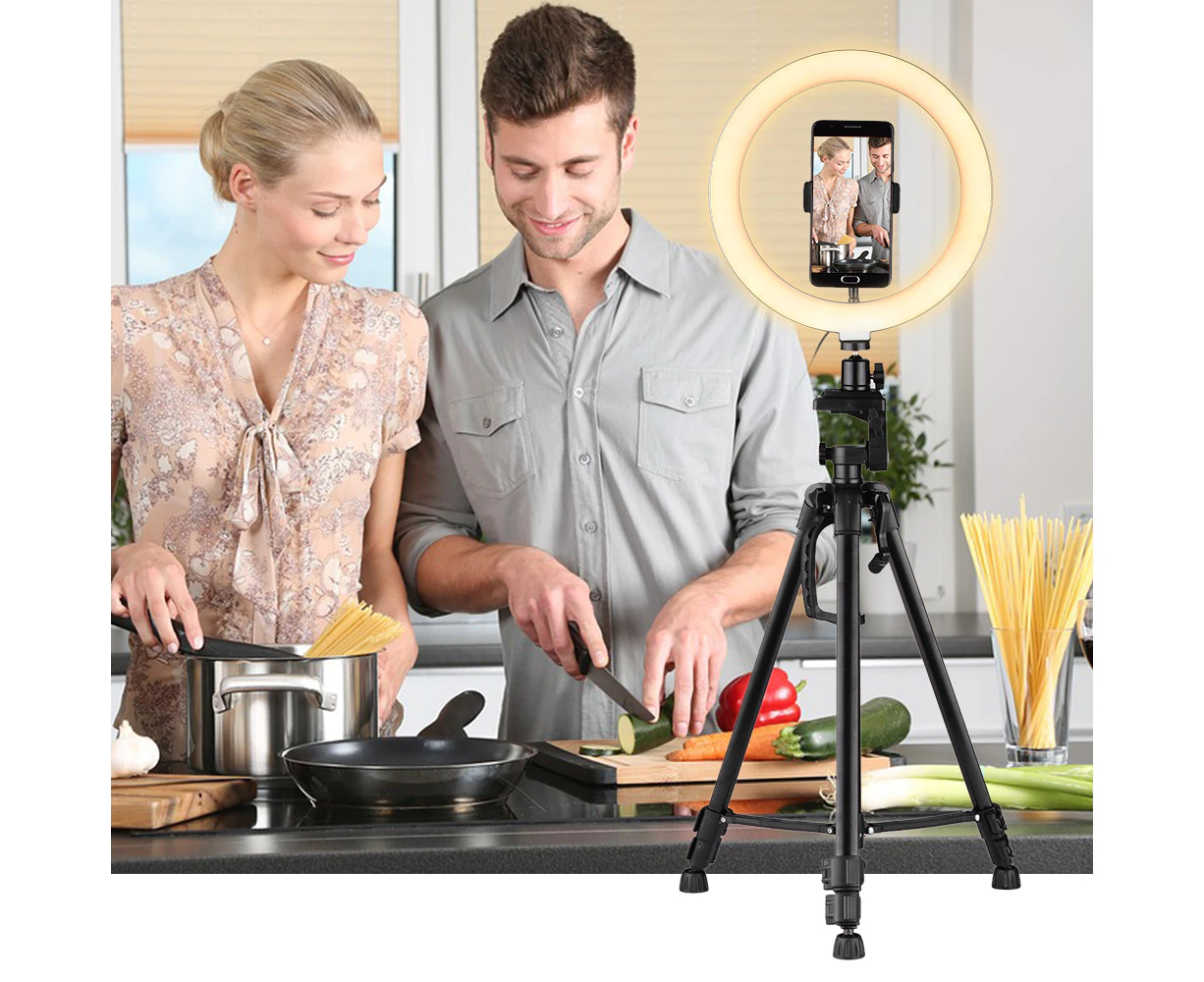 Yuventoo  10inch LED Ring Light with Tripod Stand Phone Holder Remote Shutter 2800K-5700K Dimmable 3 Colors Light for Live Streaming Makeup Photography