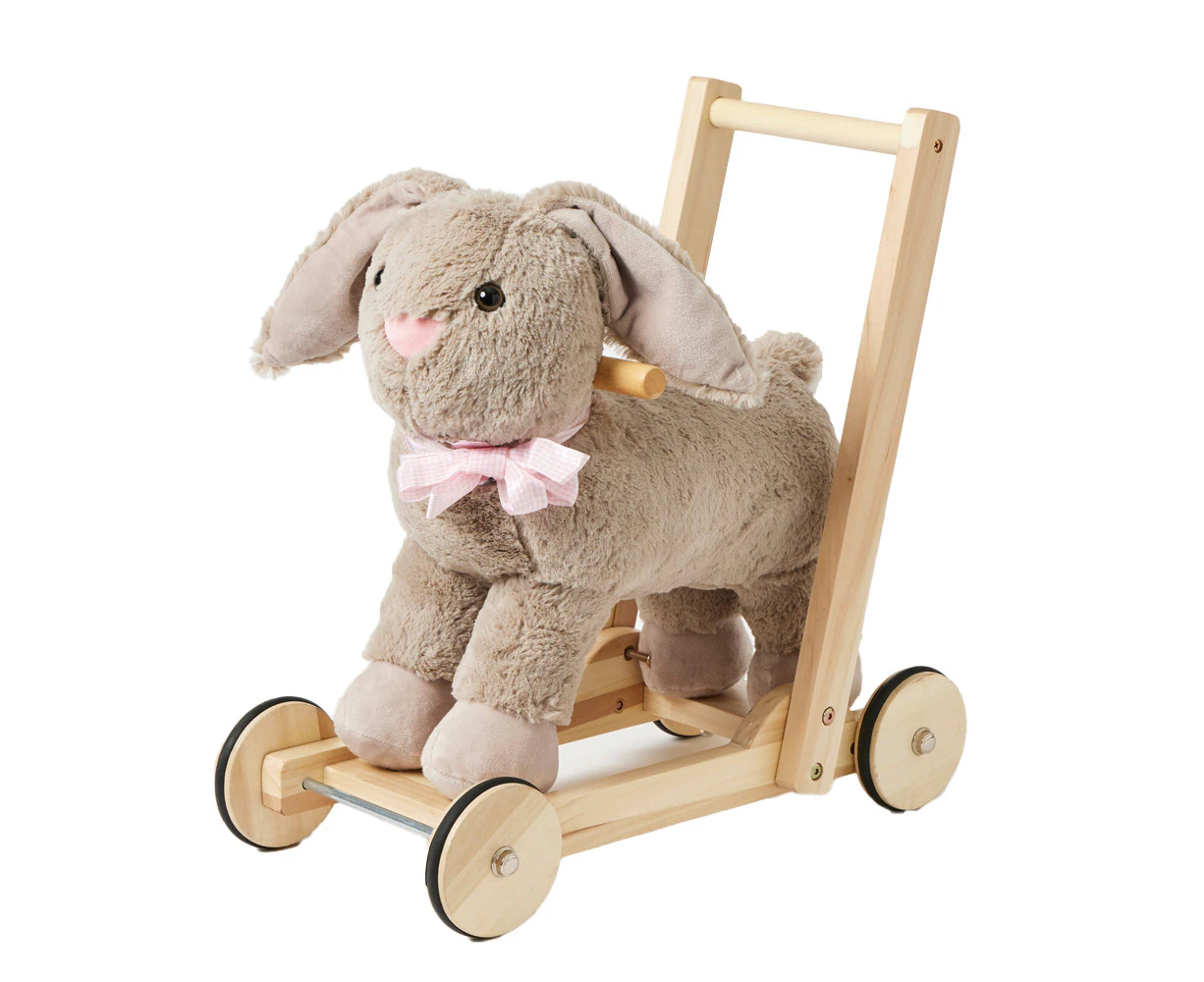 Jiggle & Giggle Bunny Walker Push Cart Baby/Toddler Playing Toy Grey 12m+