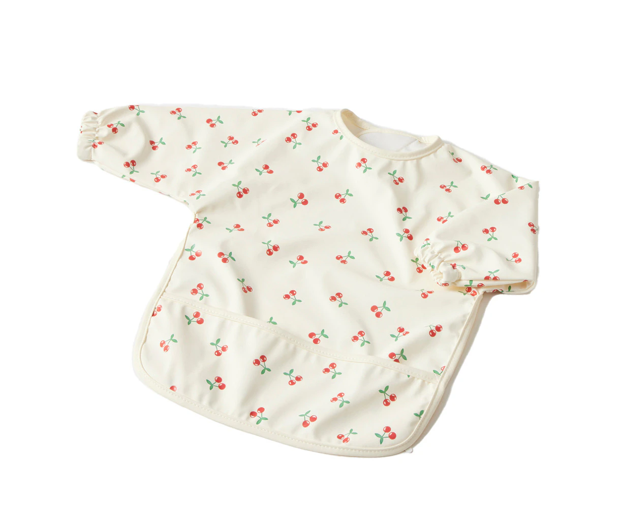 Jiggle & Giggle Polyester Cherry Smock Long-Sleeve Baby/Infant Feeding Apron