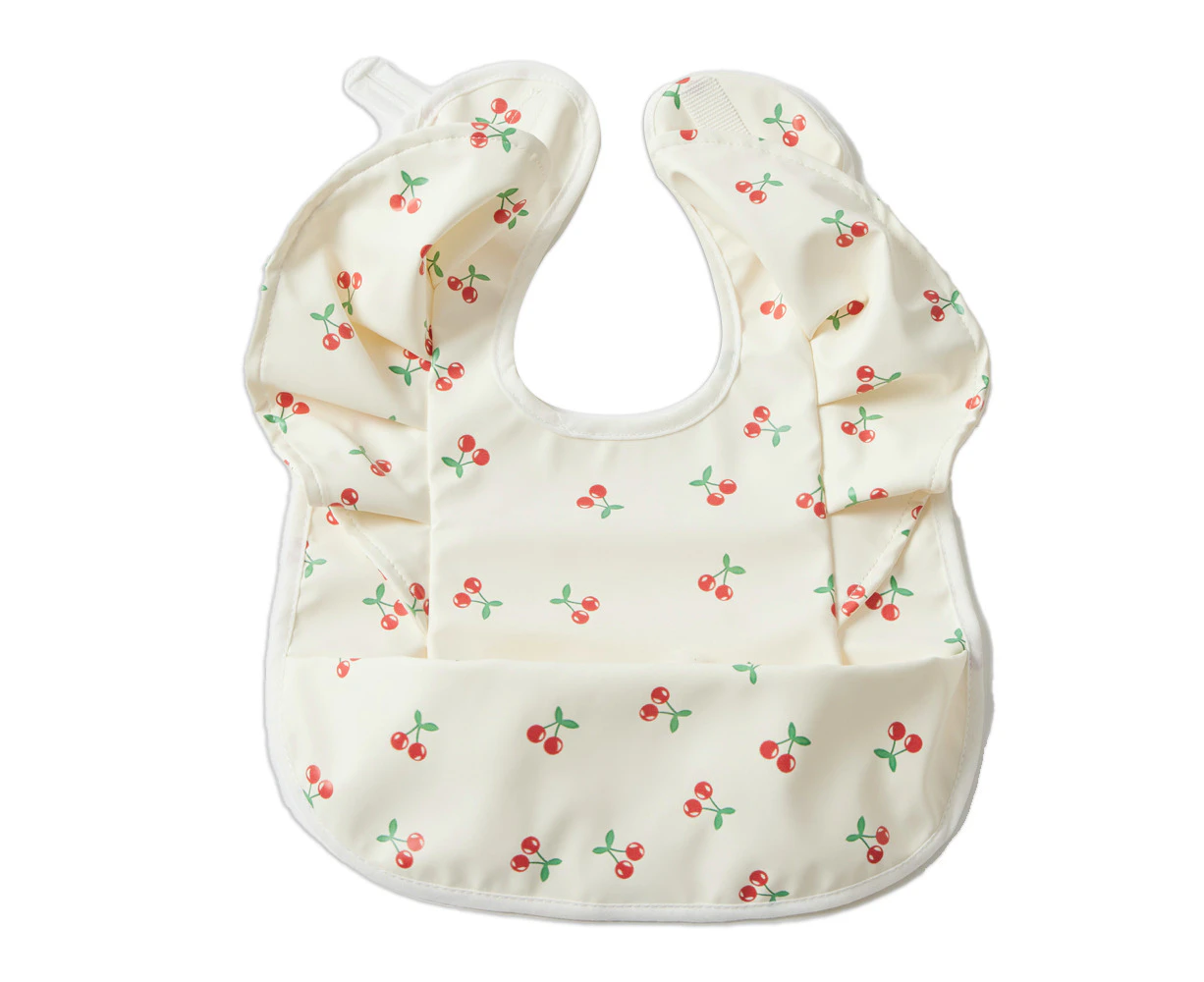 Jiggle & Giggle Polyester Cherry Frilled Bib Baby/Infant Drooling/Feeding