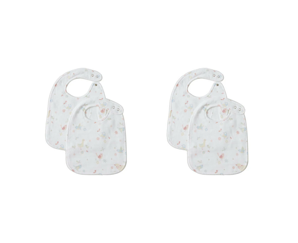 2x 2pc Jiggle & Giggle Birdy Muslin Bib Set Baby/Infant Burp Drooling/Feeding