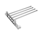 PuncH free Punch Double 304 Stainless Steel Rotating Hook 4 Pole Towel Rack