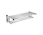 Double Layer Chrome Wall Mounted Bathroom Towel Rail Holder Shelf Storage Rack