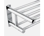 Double Layer Chrome Wall Mounted Bathroom Towel Rail Holder Shelf Storage Rack