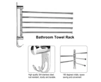 Stainless Steel Wall Mount Rotary Towel Rack Bathroom Towels Rail with Hook(Five Rods)