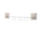 Stainless Steel Bath Towel Bar Washcloth Holder with 6 Hooks Bathroom Washroom Tool