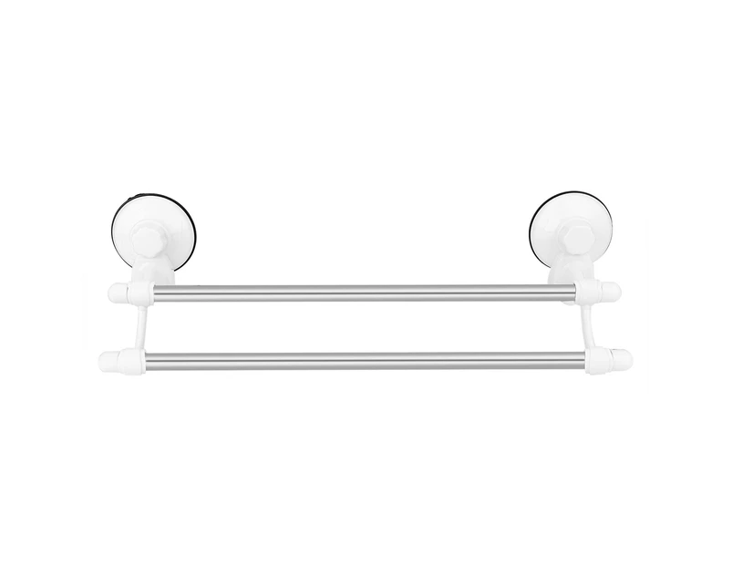 Strong Suction Cup Wall Mounted Stainless Steel Double Towel Bar Rack Bathroom Use