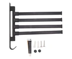 Black Swivel Towel Bar Punch Free Bathroom Towel Rack Wall Mounted Bathroom Corner Hanging Rod 4 Arms