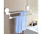 Strong Suction Cup Wall Mounted Stainless Steel Double Towel Bar Rack Bathroom Use