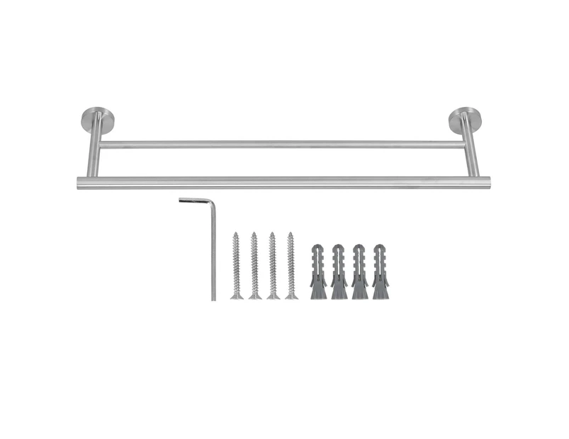 Stainless Steel Brushed Double Towel Bars Wall Mounted Towel Rack Organizer for Bathroom