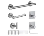 5 Pieces Bathroom Hardware Accessories Set Towel Rack Paper Holder Hook Adhesive Hook Multifunction Bathroom Set Silver