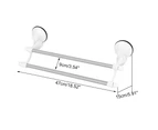 Strong Suction Cup Wall Mounted Stainless Steel Double Towel Bar Rack Bathroom Use