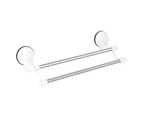 Strong Suction Cup Wall Mounted Stainless Steel Double Towel Bar Rack Bathroom Use