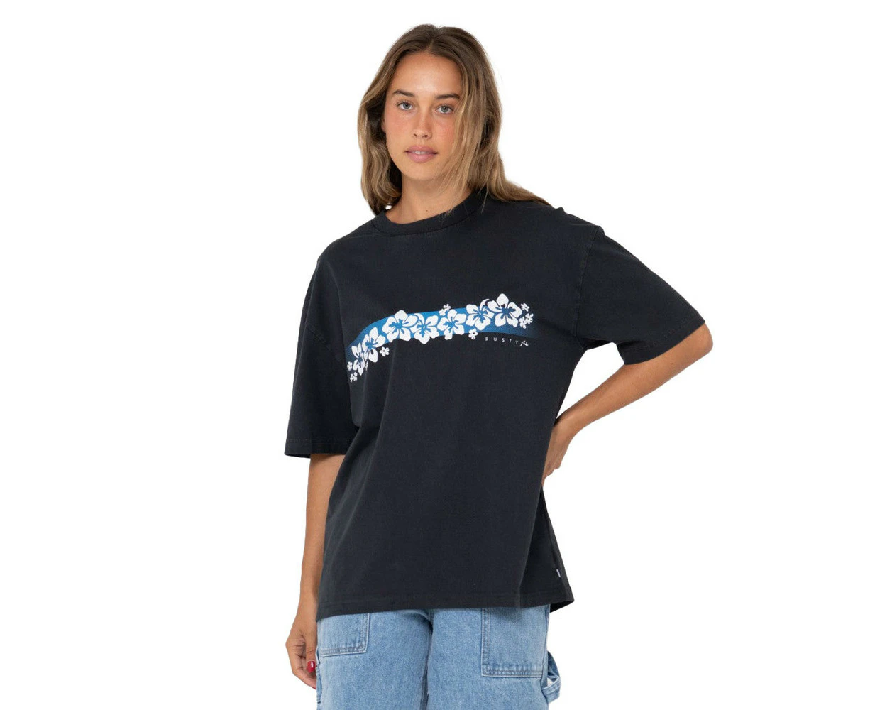 Rusty Shore Thing Oversized Tee Womens in Vintage Black