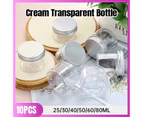 10pcs Transparent Wide Mouth Bottle Silver Lid Cream Dispenser Skincare Jars