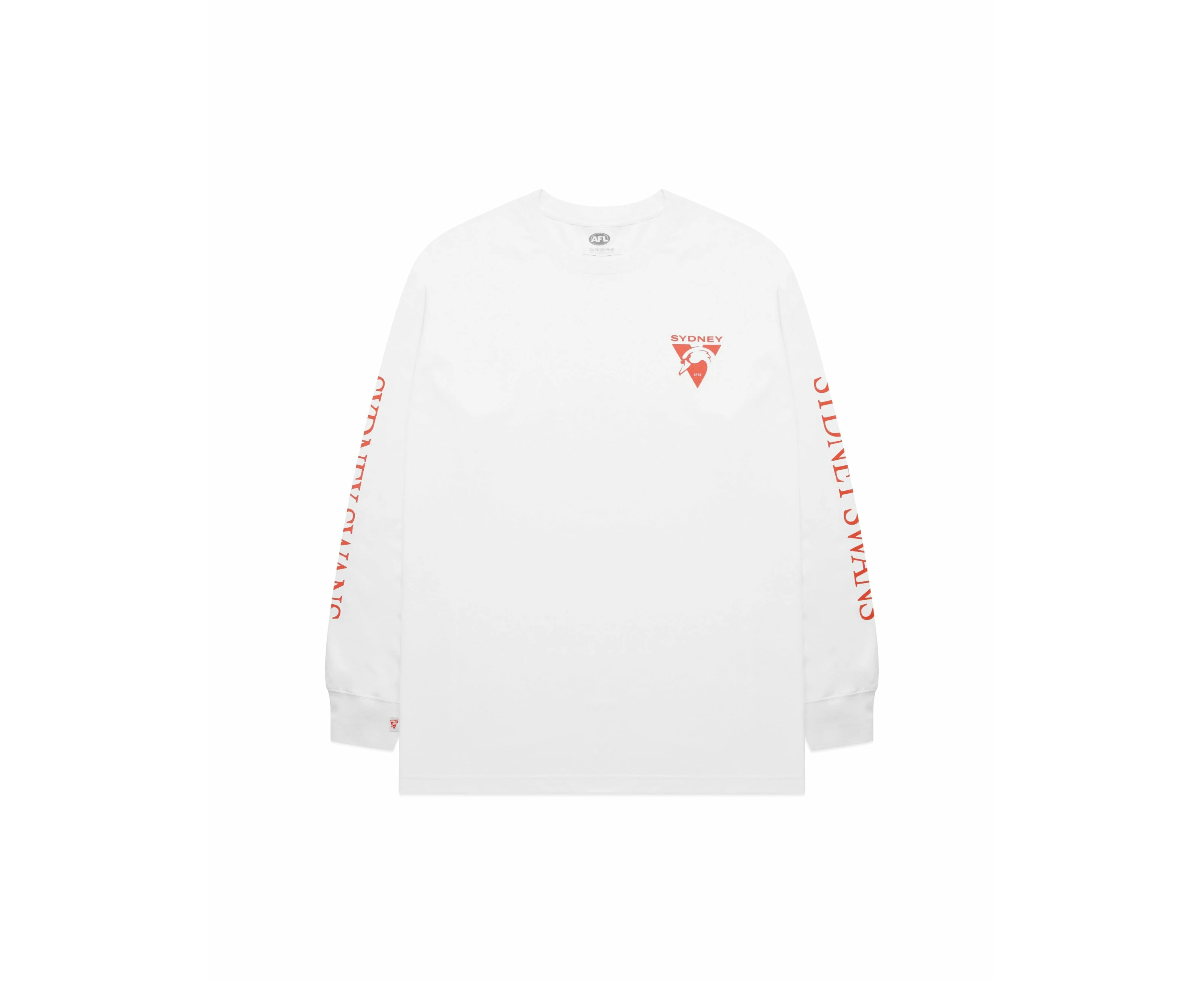 Sydney Swans AFL Footy Mens Adults Wordmark Long Sleeve Tee