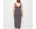 Square Neck Body Maxi Dress - Lily Loves - Grey