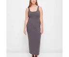 Square Neck Body Maxi Dress - Lily Loves - Grey