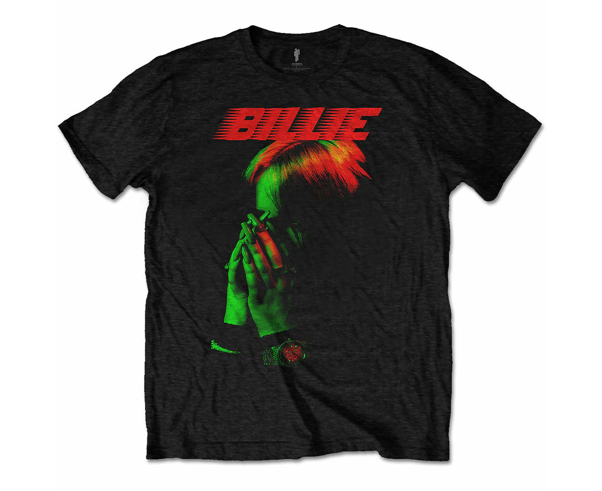 Billie Eilish T Shirt Hands And Face Logo  Official Mens - Black