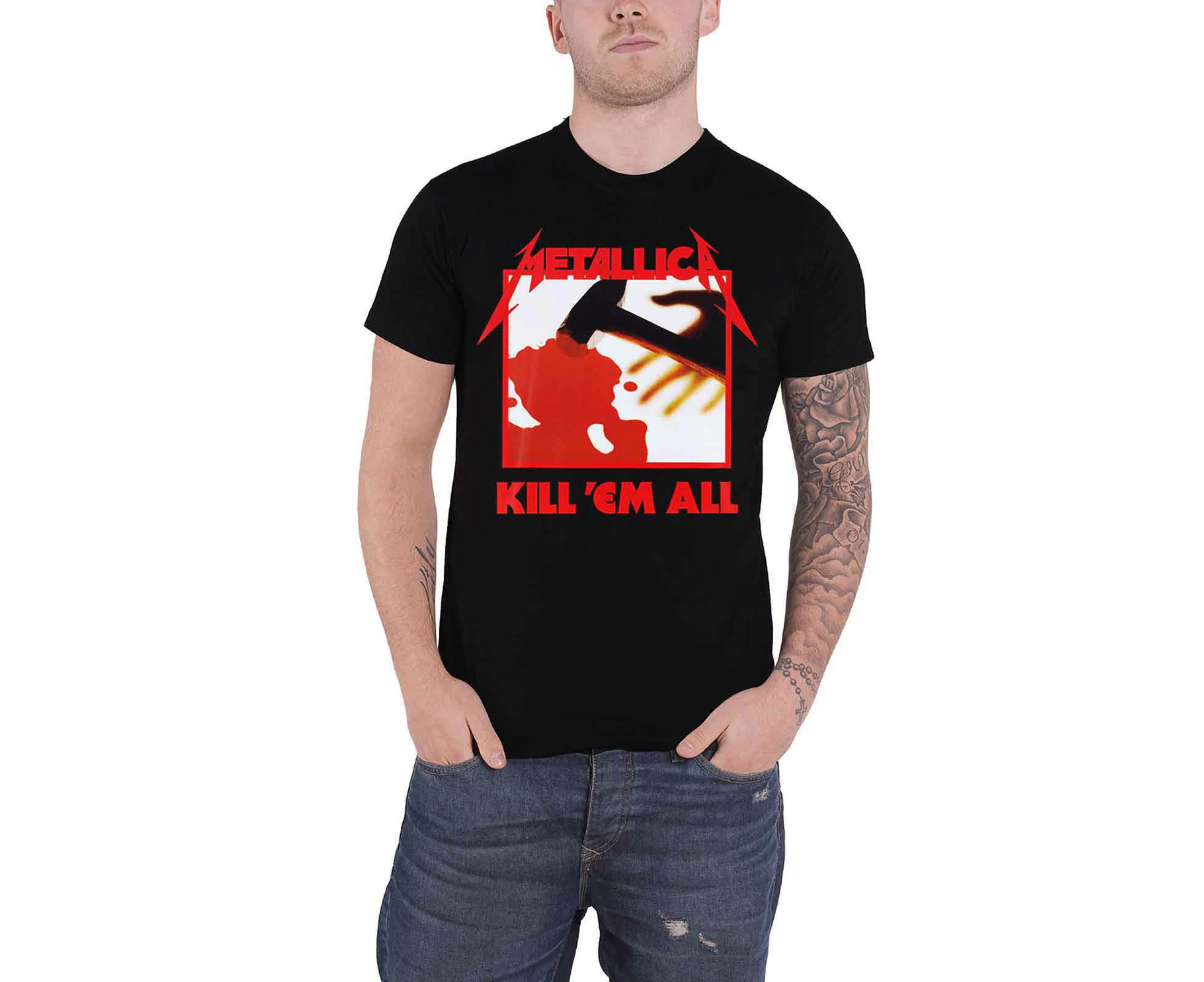 Metallica T Shirt Kill Em All Tracks Band Logo  Official Mens - Black