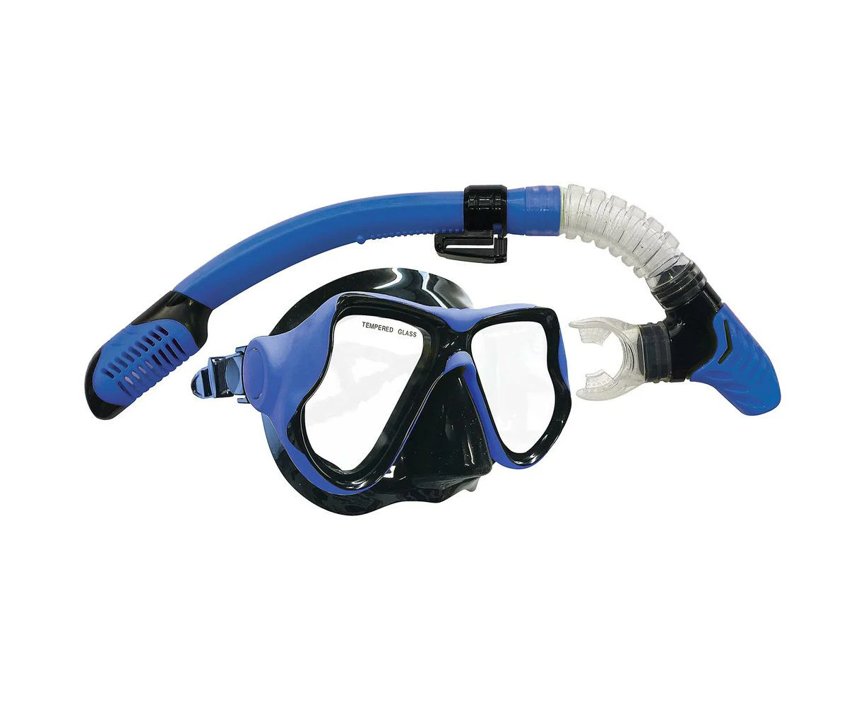 Ningaloo Black Silicone Mask & Snorkel Set (Blue)