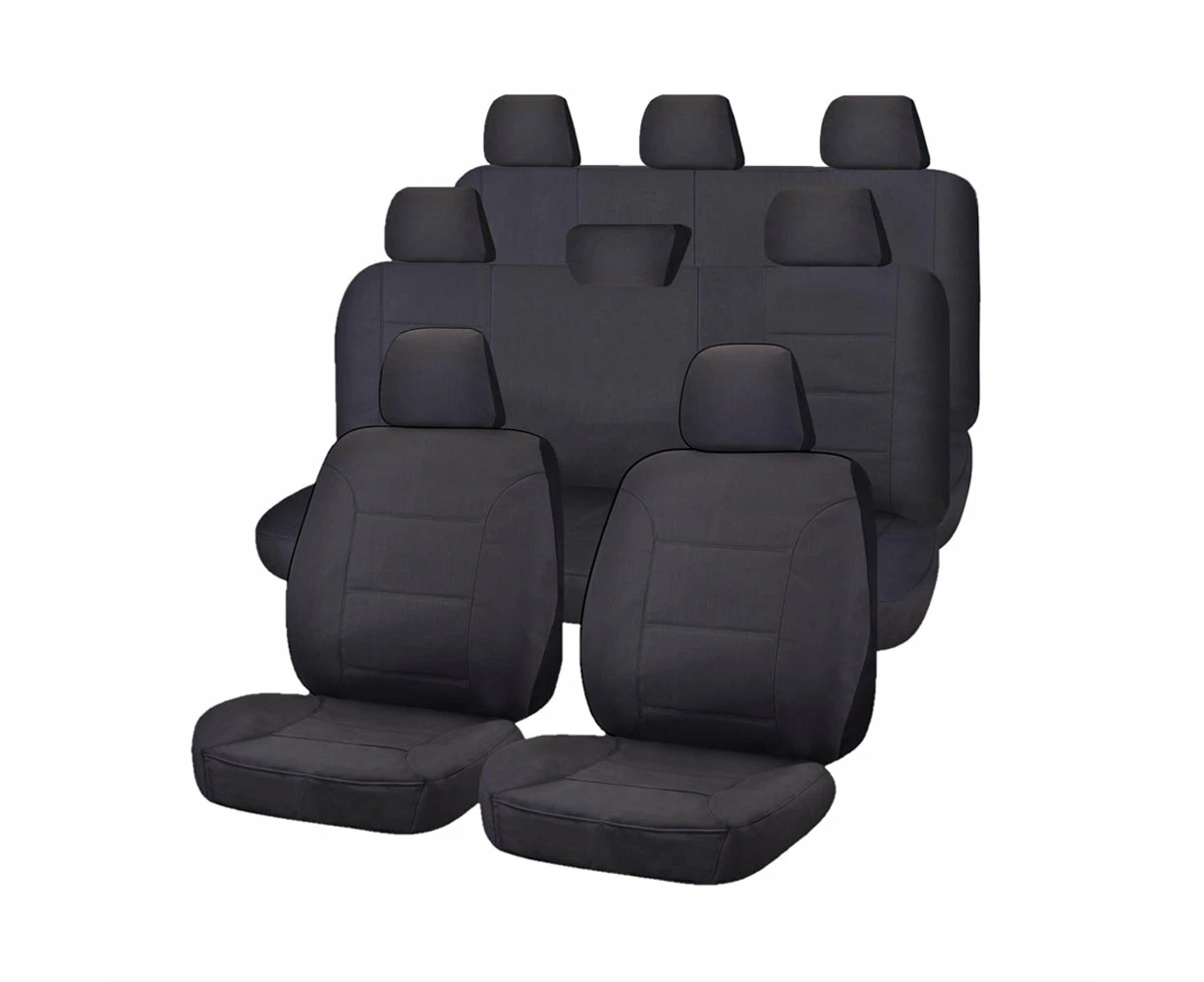 Seat Covers for TOYOTA LANDCRUISER 200 SERIES GXL - 60TH ANNIVERSARY VDJ200R-UZJ200R-URJ202R 11/2008 - ON 4X4 SUV/WAGON 8 SEATERS FMR CHARCOAL CHALLENGER