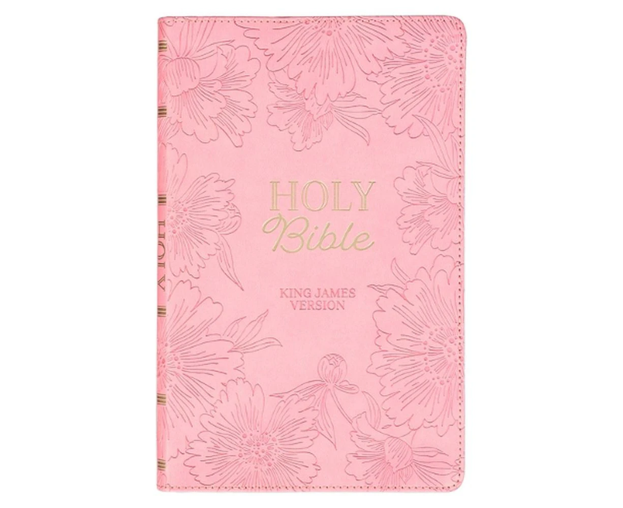 KJV Holy Bible, Gift Edition King James Version, Faux Leather Flexible Cover, Light Pink Floral