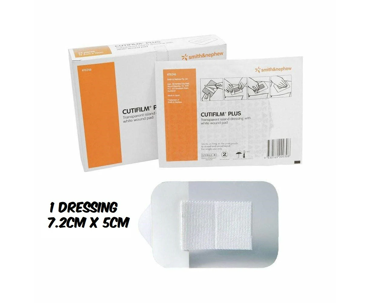 Cutifilm Plus Transparent Dressing 7.2cm x 5cm - Single Dressing (1 Pack)