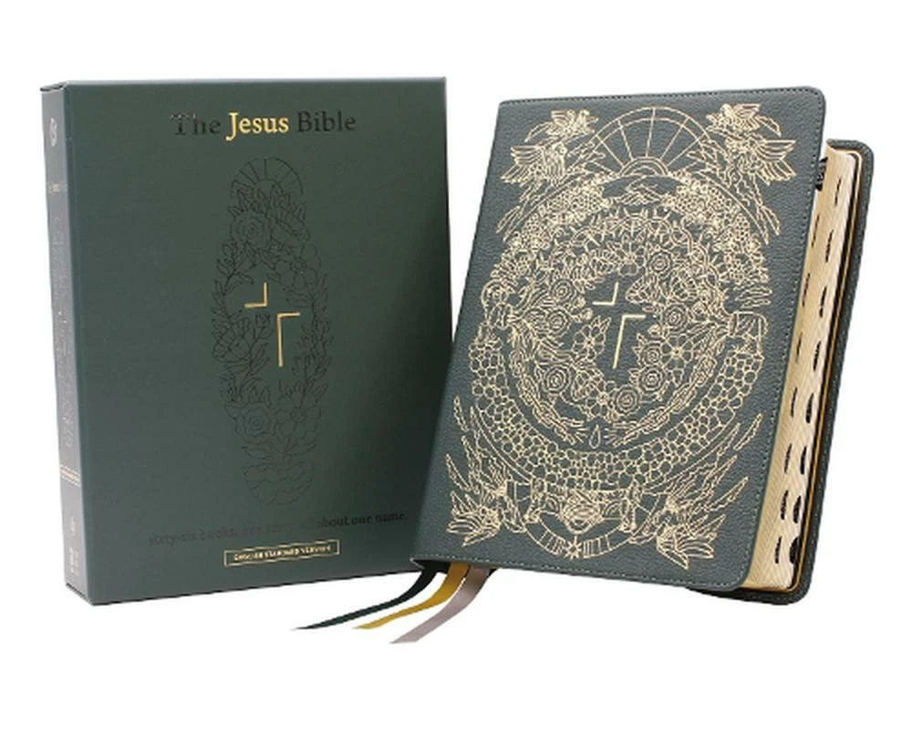 The Jesus Bible Artist Edition, ESV, (With Thumb Tabs to Help Locate the Books of the Bible), Genuine Leather, Calfskin, Green, Limited Edition, Thumb Inde