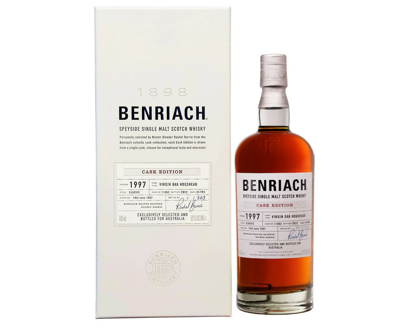 1997 Benriach Single Cask No.11862 Virgin Oak Hogshead 24 Year Old Cask Strength Single Malt Scotch Whisky 700ml