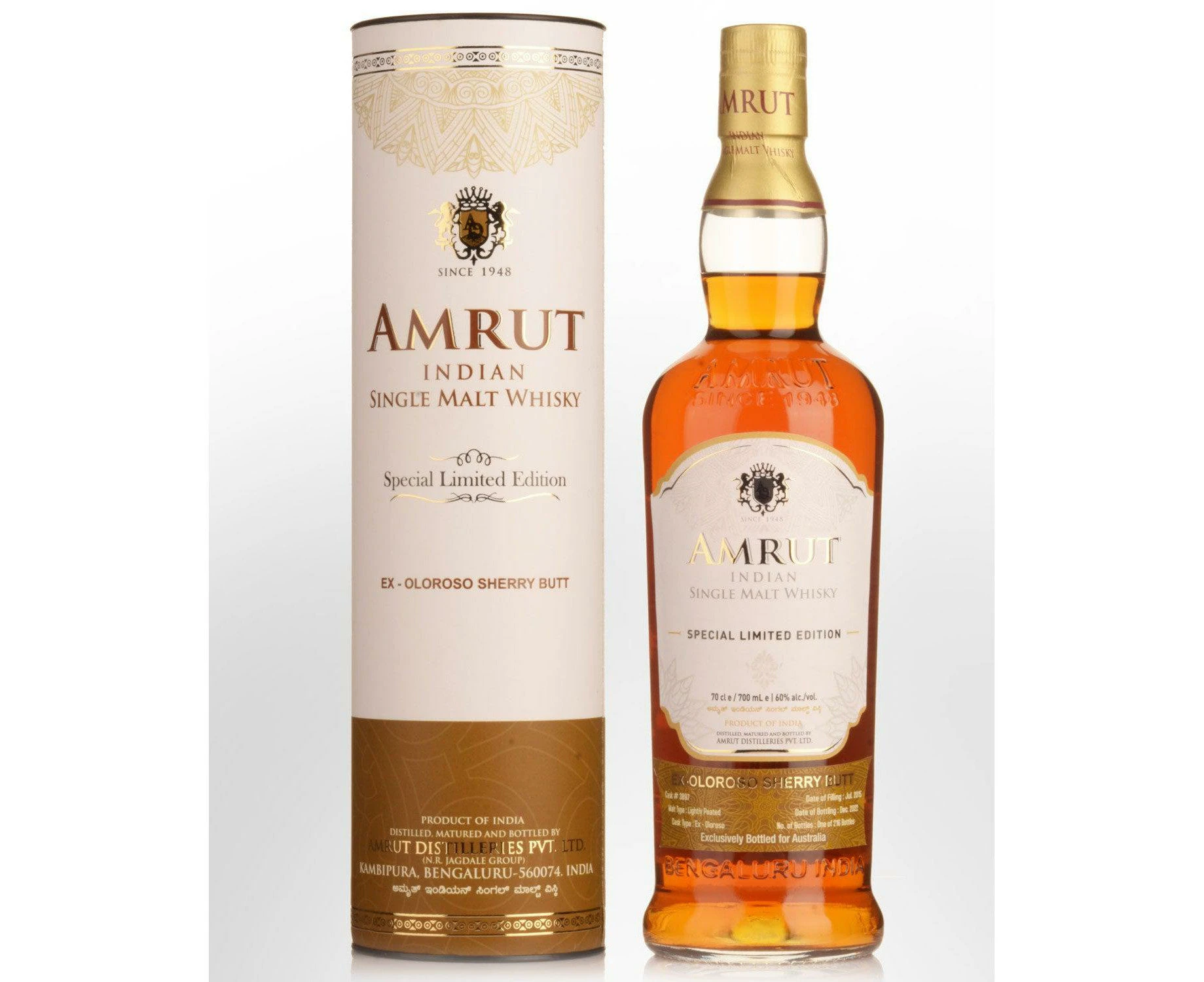 2015 Amrut Single Cask #3897 Australian Exclusive Ex-Oloroso Sherry Butt 7 Year Old Single Malt Indian Whisky 700ml