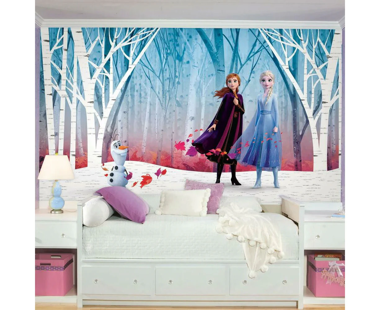 Frozen Woodland Tree Blue Peel & Stick Wall Mural - Multicoloured