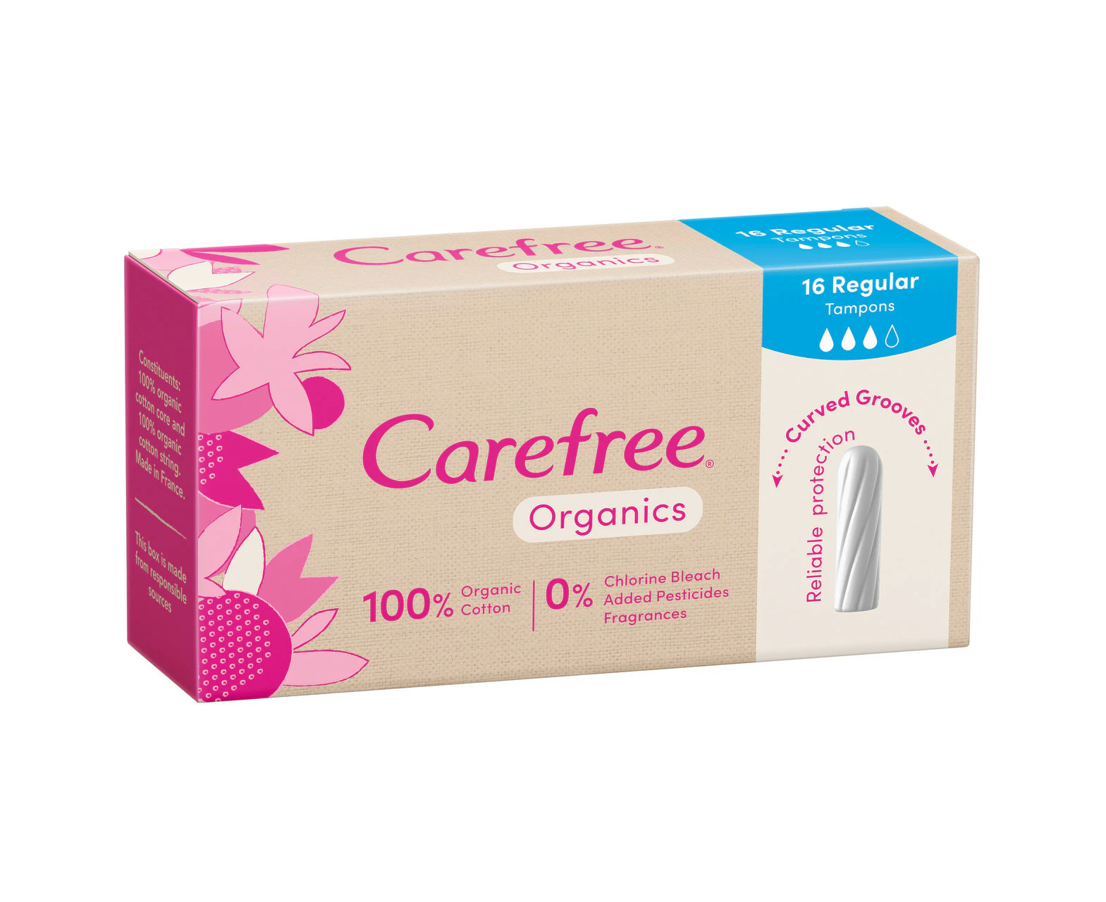 Carefree Organics Regular Tampons 16 Pack