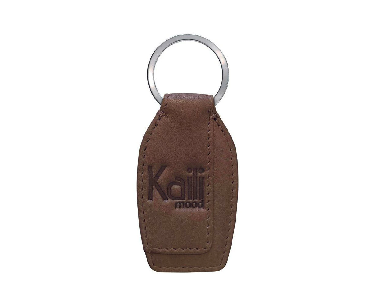 ? Luxe Leather Keychain: Kaili Mood K10753ib | Classic And Elegant Women's Full Grain Leather Key Holder In Fango Grey ?