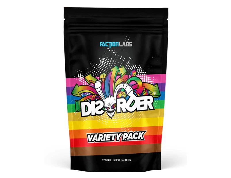 Faction Labs Disorder High Stim Pre-Workout | 50 Serves - Variety Pack 12 Sachets