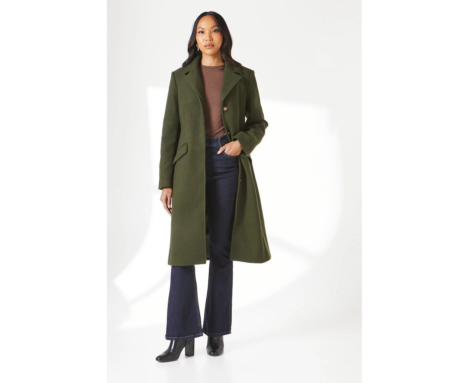 Principles Womens Single-Breasted Tailored Coat (Forest) - DH6492