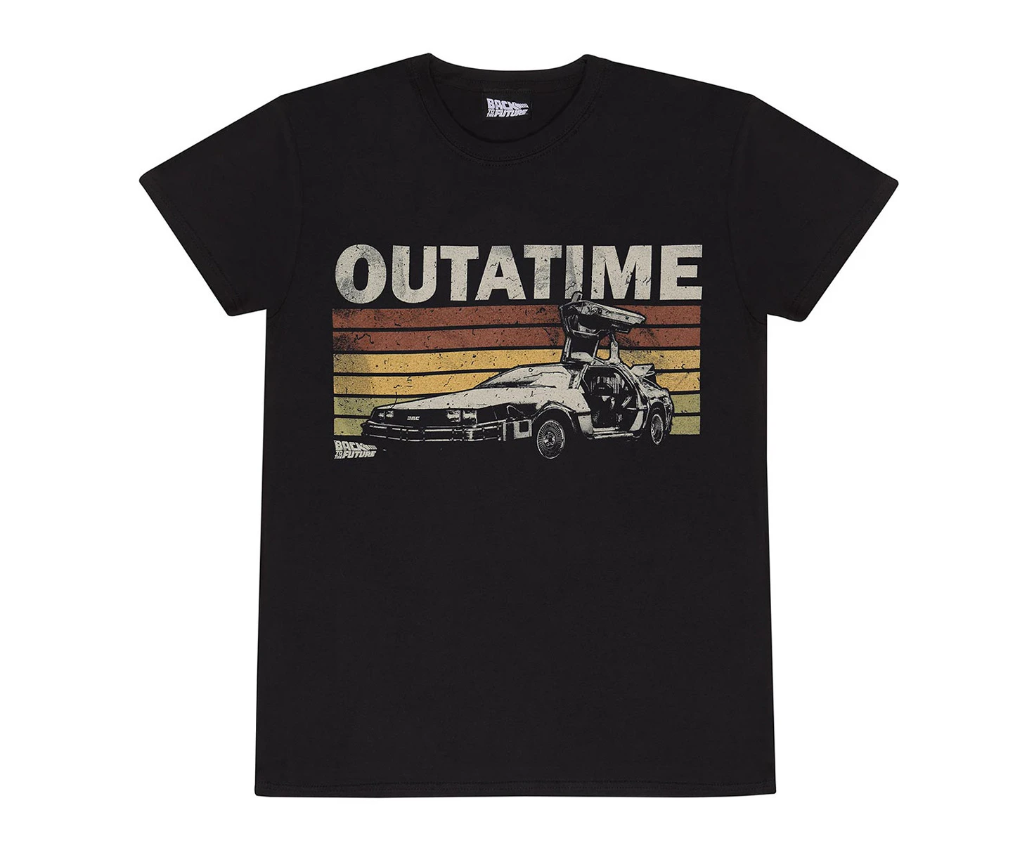 Back To The Future Unisex Adult Outatime Retro T-Shirt (Black) - HE2770