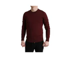 Wool Crew Neck Pullover Sweater in Burgundy