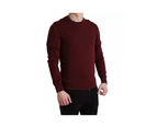 Wool Crew Neck Pullover Sweater in Burgundy