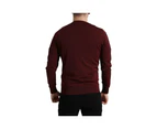 Wool Crew Neck Pullover Sweater in Burgundy